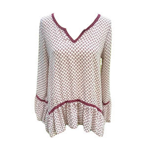 Boho Blouse with Crochet & Ruffle Size Large About A Girl